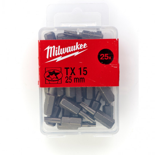 Milwaukee skrutkovací bit TX 15 25 mm (25 ks)
