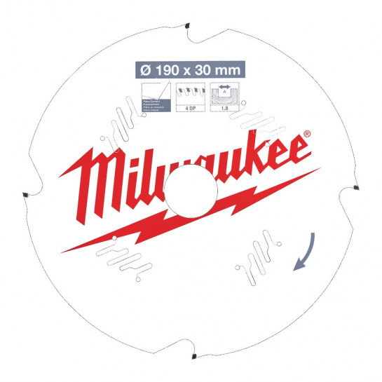 Milwaukee pílový kotúč na vláknitý cement 190 x 30 x 1.8 mm 4z D