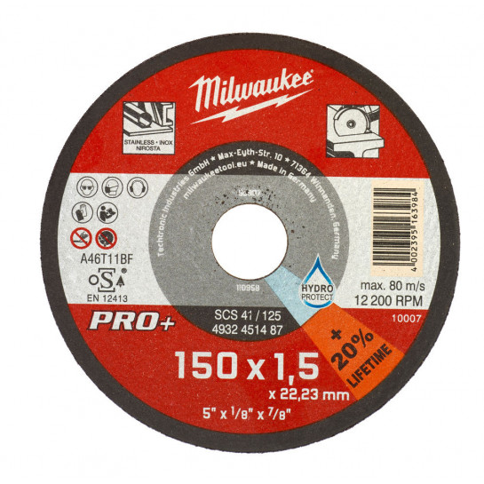 Milwaukee rezný kotúč na tenký kov PRO+ 150 x 1,5 mm
