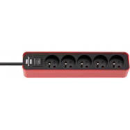 Brennenstuhl Ecolor zásuvková lišta 5 násobná červená / čierna 1,5m H05VV-F 3G1.0