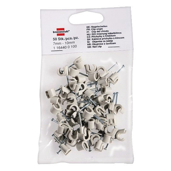 Brennenstuhl káblové svorky s klincami pre 7-10mm rozvody (50 ks)