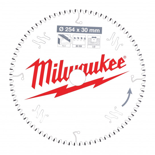 Milwaukee pílový kotúč na ALU/PVC 254 x 30 x 3.0 mm 80z TF NEG.
