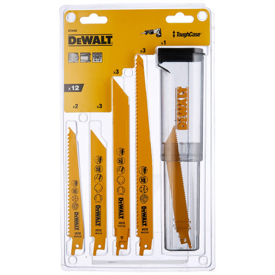 DeWALT sada recipačných čepelí v úložnom púzdre (12 ks)