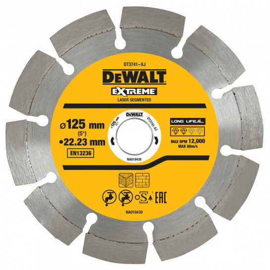 DeWALT DT3741-XJ Diamantový kotúč na stavebné rohože/betón 125mm x 22,23mm x 2mm